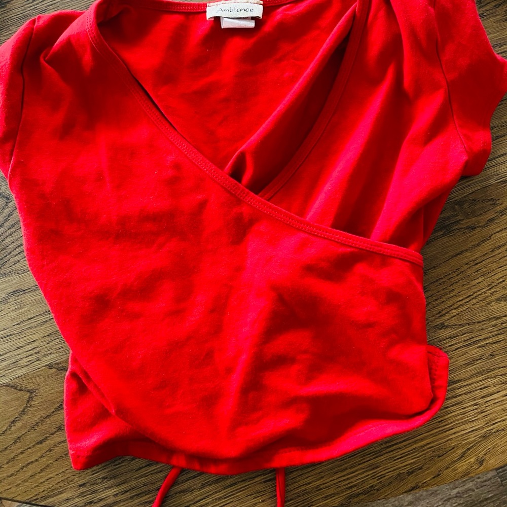 Ambience Red Cross over crop top